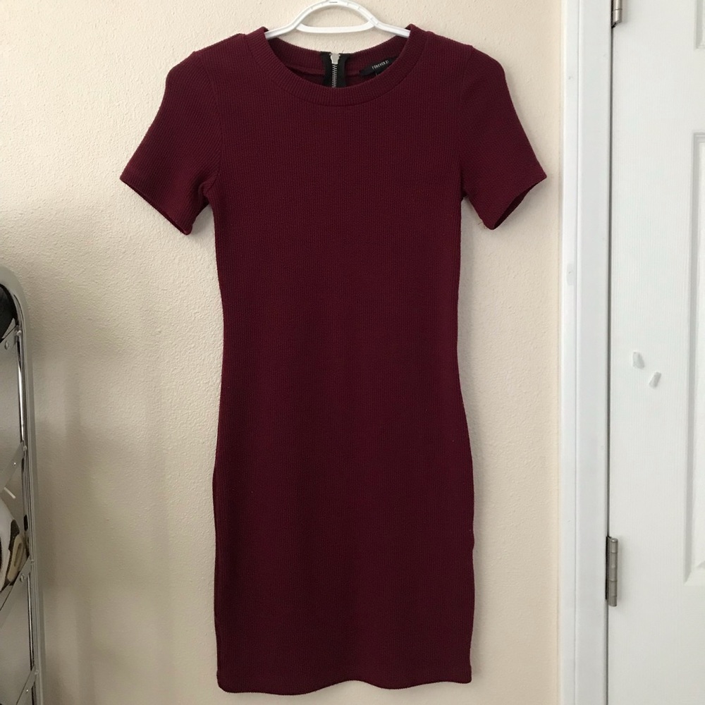 Forever 21 Ribbed Maroon Dress